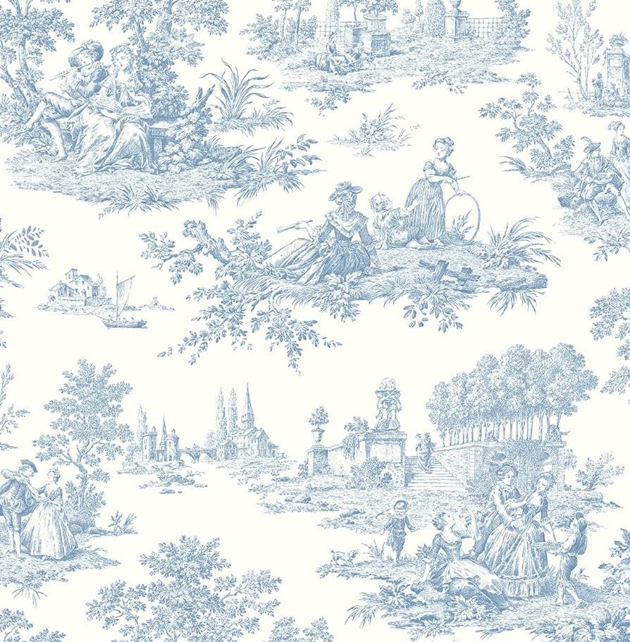 NextWall Chateau Toile Peel and Stick Wallpaper (Blue Bell) | Amazon (US)