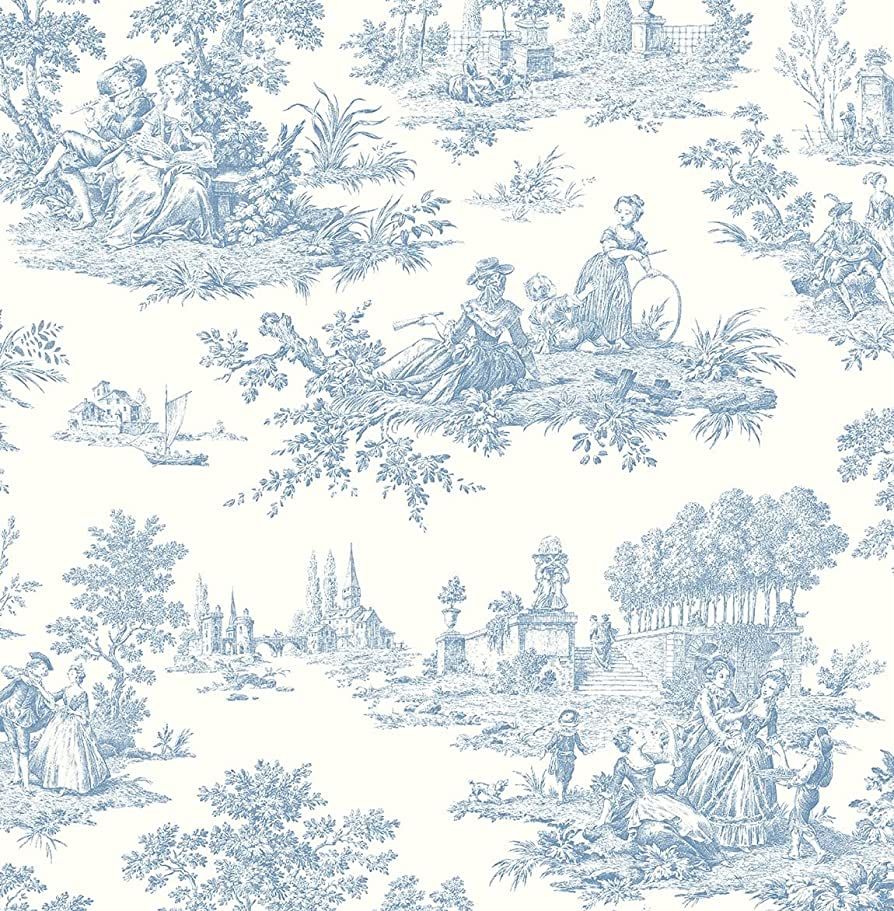 NextWall Chateau Toile Peel and Stick Wallpaper (Blue Bell) | Amazon (US)