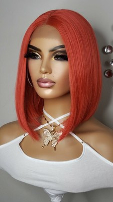 New Red Straight Short Bob Wrap Style Lace Front Wig Womens Fashion Hair Wigs | eBay US