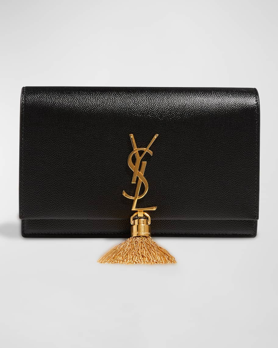 Saint Laurent Kate XS YSL Monogram Grain de Poudre Wallet on Chain | Neiman Marcus