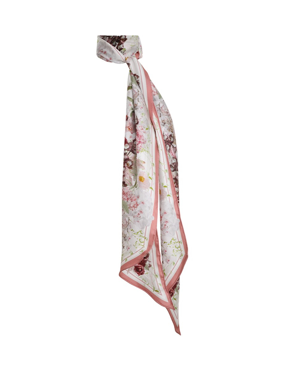 Scarves-Silk Neck Scarf-Blush Garden Floral-ONE SIZE-Zimmermann | ZIMMERMANN (US, CA, EU, MENA)