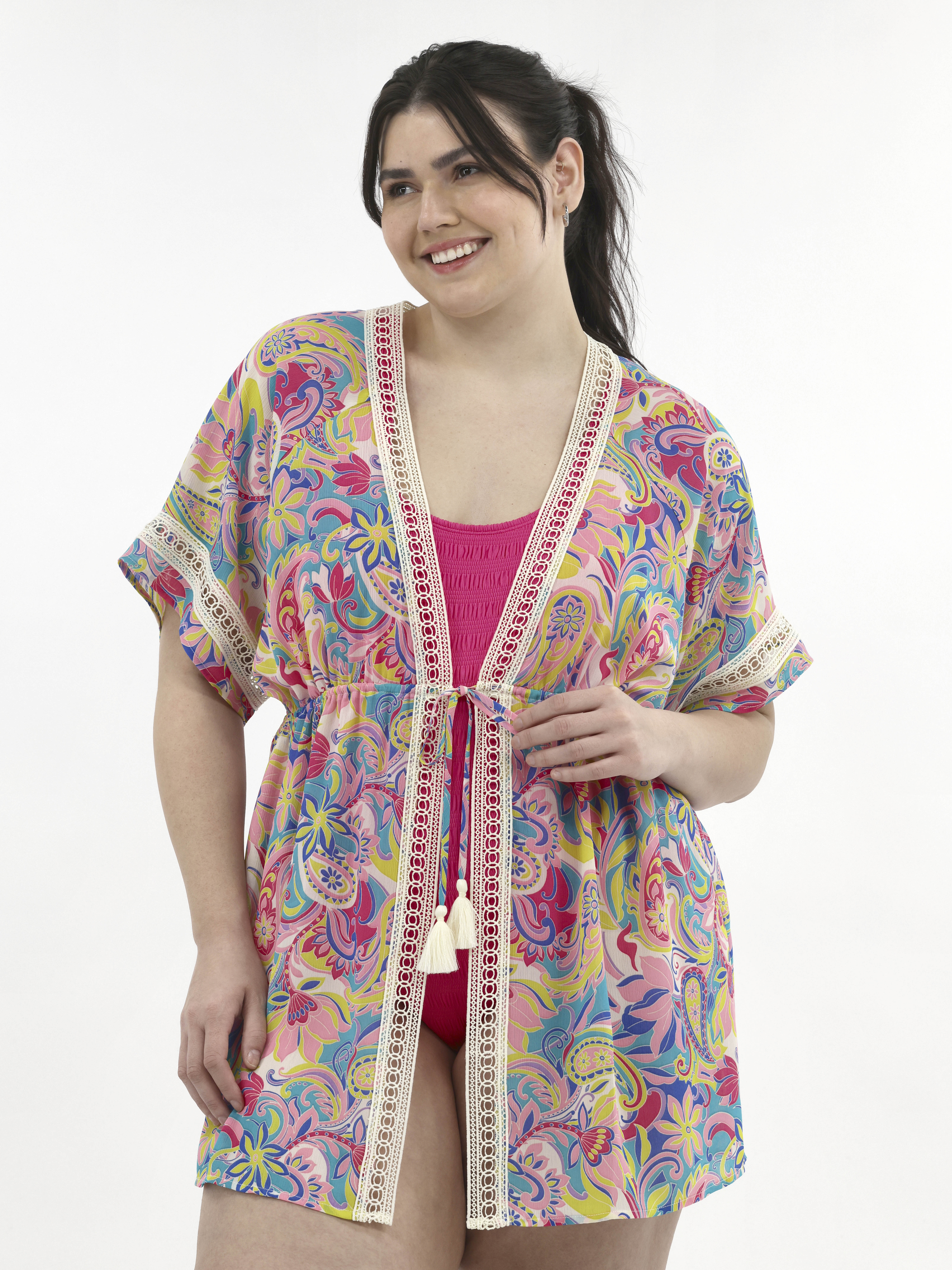 No Boundaries Women's Tie Front Duster Coverup, Sizes XXS-XXL | Walmart (US)