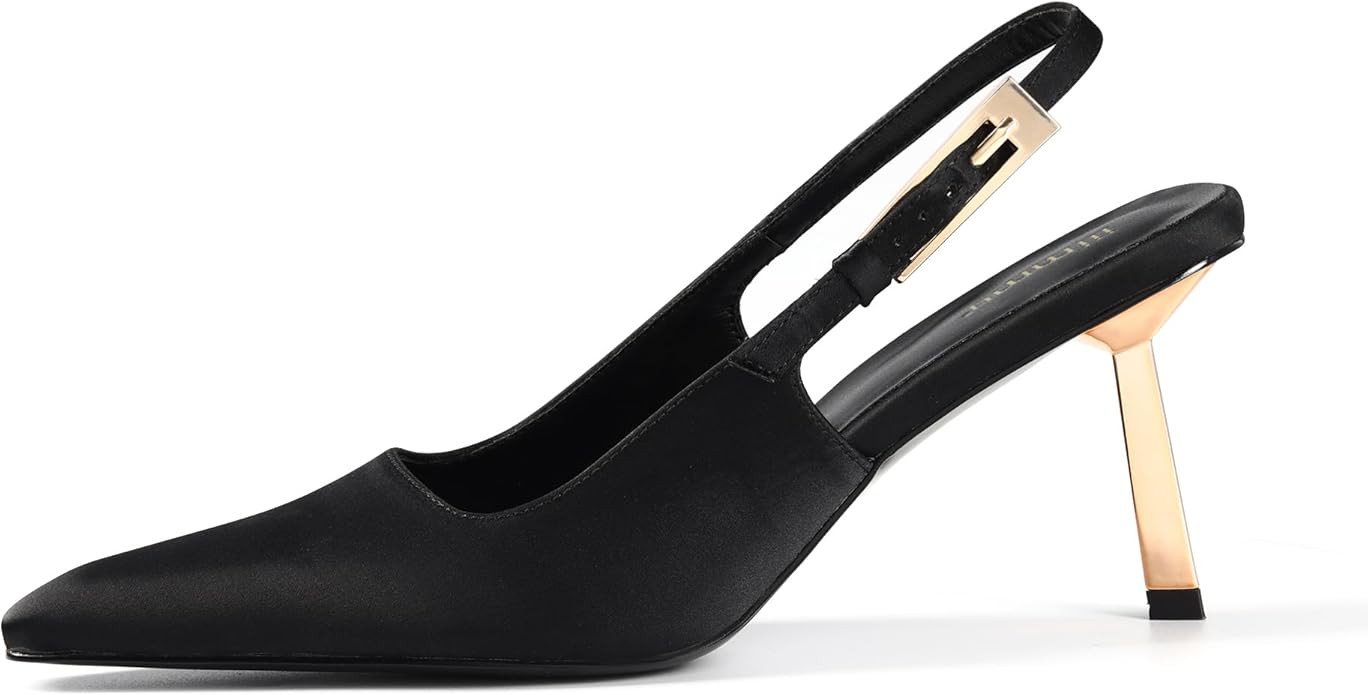 iiimmu Slingback Heels for Women Closed Toe 3.5IN / 4IN Kitten Heels Women Pumps Square Toe Heele... | Amazon (US)