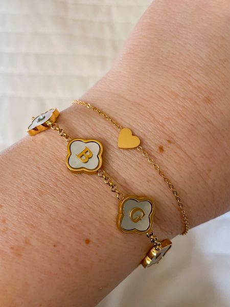 Initial and birthstone clover bracelet and mini heart bracelet. Perfect Mother's Day gift idea with babies' initials and birthstones

#LTKGiftGuide #LTKbaby #LTKfamily