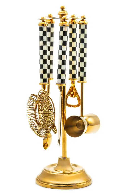 MACKENZIE CHILDS Courtly Check Gold 6-Piece Bar Tool Set at Nordstrom | Nordstrom