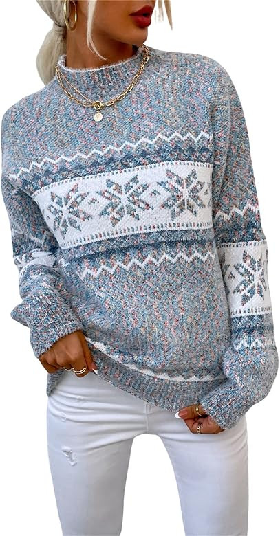 KANDEMY Damen Weihnachtspullover mit kleinem Stehkragen Christmas Pullover Warm Strickpullover mi... | Amazon (DE)