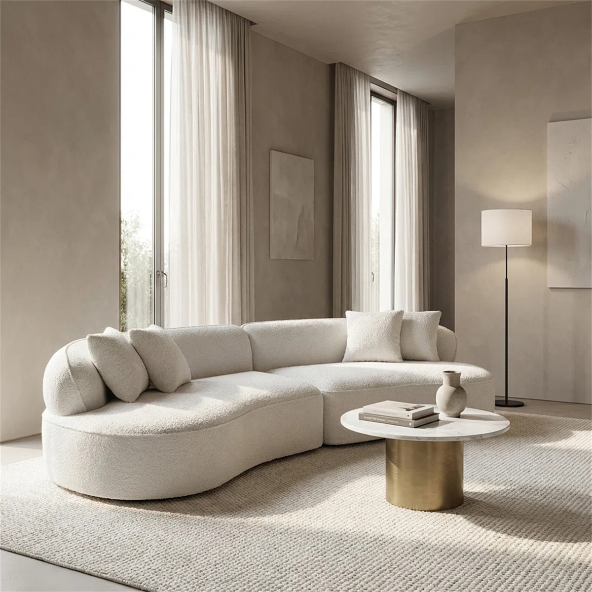 Modern Curved Oversized Sofa, Comfortable Fold-out Sofa Bed, Suitable For Living Rooms And Apartm... | Wayfair North America