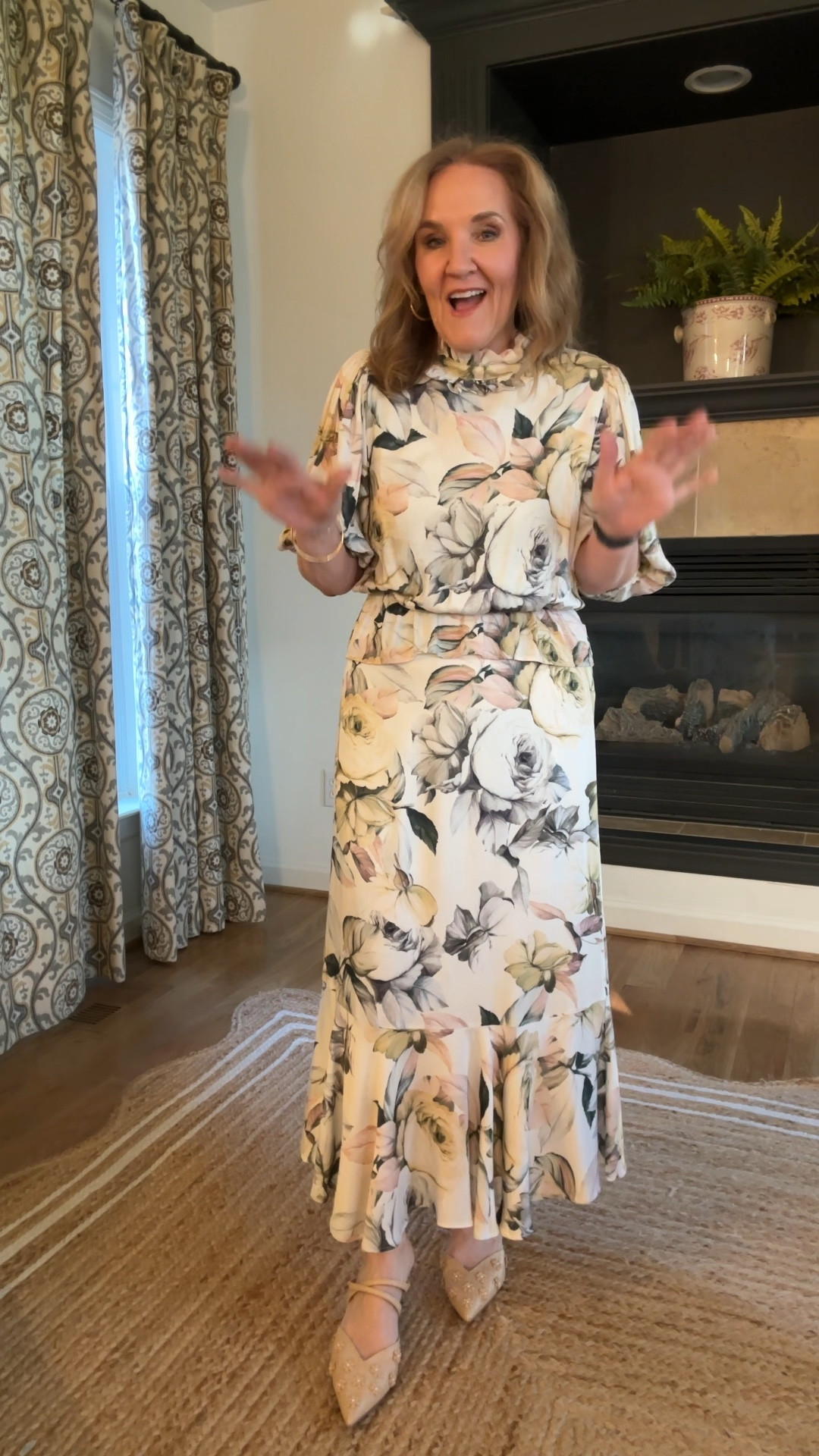 Wearing size medium/8. It’s true to size. This is a beautiful wedding guest look or bridal shower outfit. 

I love these raffia pearl embellished heels. 

Easter dress, spring fashion, floral skirt, Peplin blouse, wedding guest dress MOG MOB look 



#LTKOver40 #LTKFindsUnder50 #LTKWedding