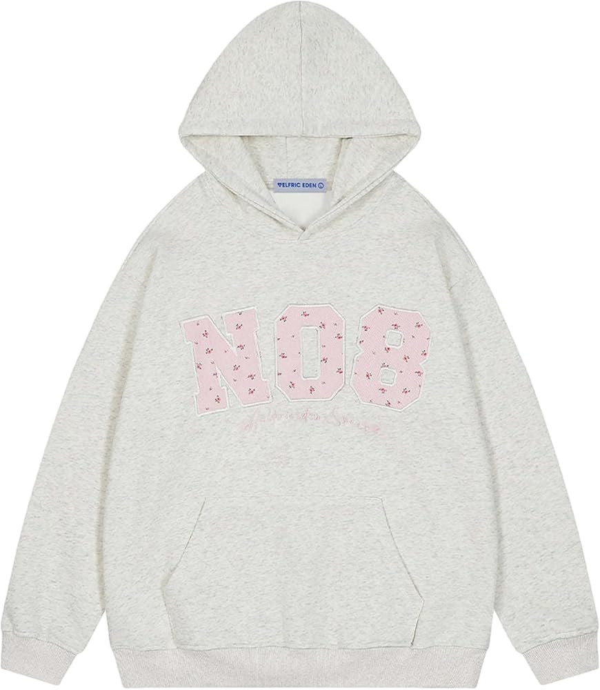 Aelfric Eden Womens Oversized Graphic Hoodies Y2k Flower Embroidery Number Print Hoodie Pullover ... | Amazon (US)