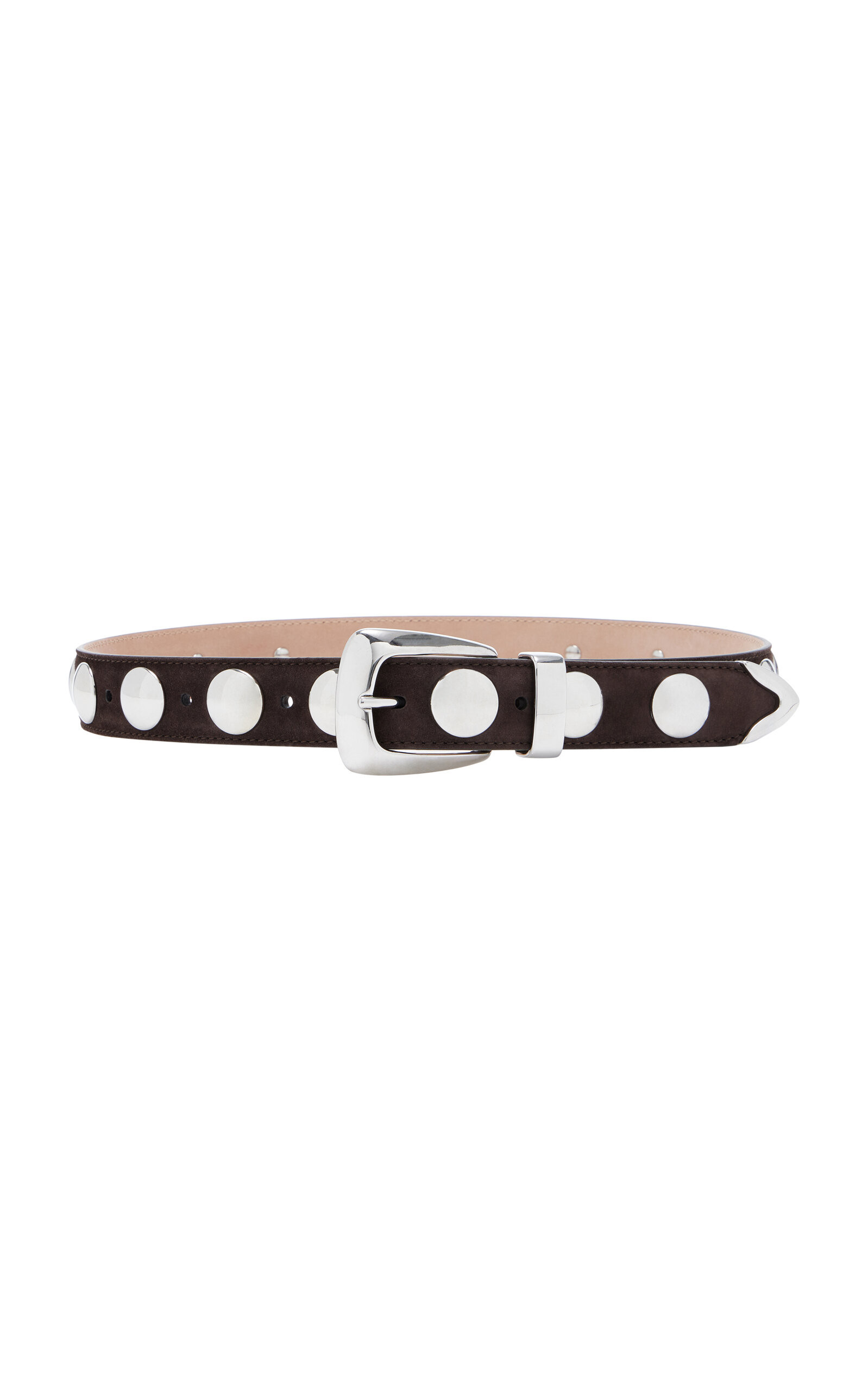 Khaite - Benny Studded Suede Belt - Brown - 90 cm - Moda Operandi | Moda Operandi (Global)