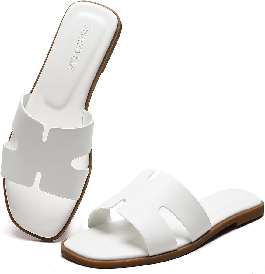 Stratuxx Kaze Women's Open Toe Flat Dress Slide Sandals | Amazon (US)
