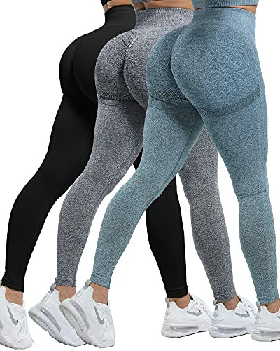 CHRLEISURE Workout Leggings Sets for Women, Gym Scrunch Butt Butt Lifting Seamless Leggings 3 Pie... | Amazon (US)