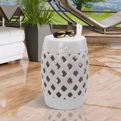 Tillia Ceramic Garden Stool August Grove Color: White | Wayfair North America