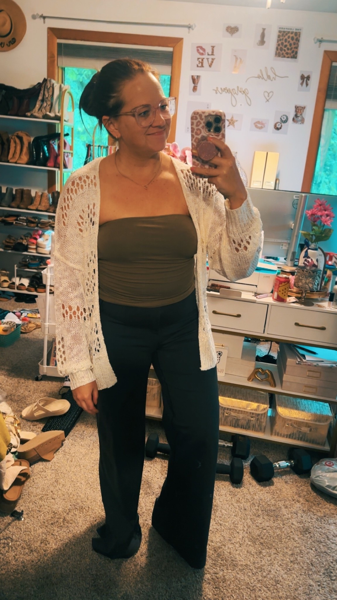 Rainy and chilly summer outfit 
LOVE these pants from AE! They could be dressed up for work and no one would know how comfy they are!!! 
Wearing medium in all - could have done a large in the top and it would be a little comfier.

#LTKootd #LTKdayinmylife #LTKWorkwear