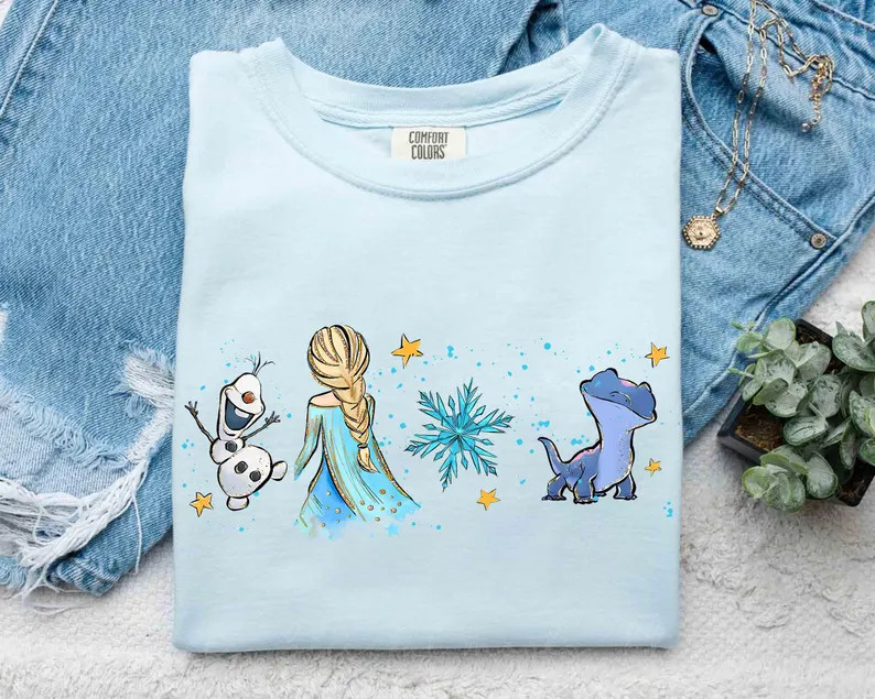 Watercolor Disney Frozen Elsa Princess T-shirt, Elsa and Anna Princess Tee, Olaf and Sven Tee, Gi... | Etsy (US)