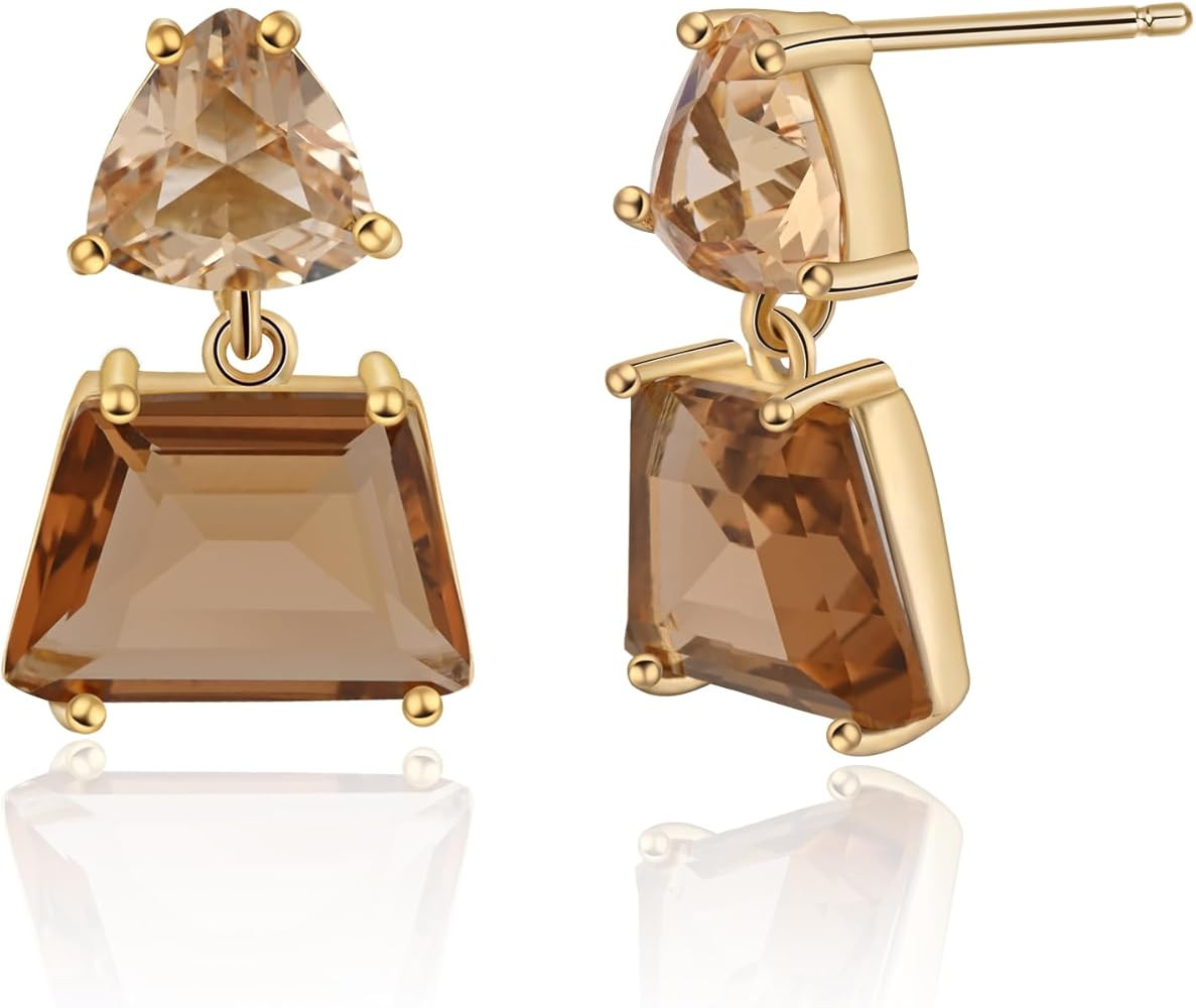 Hypoallergenic Brown Crystal Dangle Earrings for Women - Fashionable Amber Drops Ideal for Sensit... | Amazon (US)