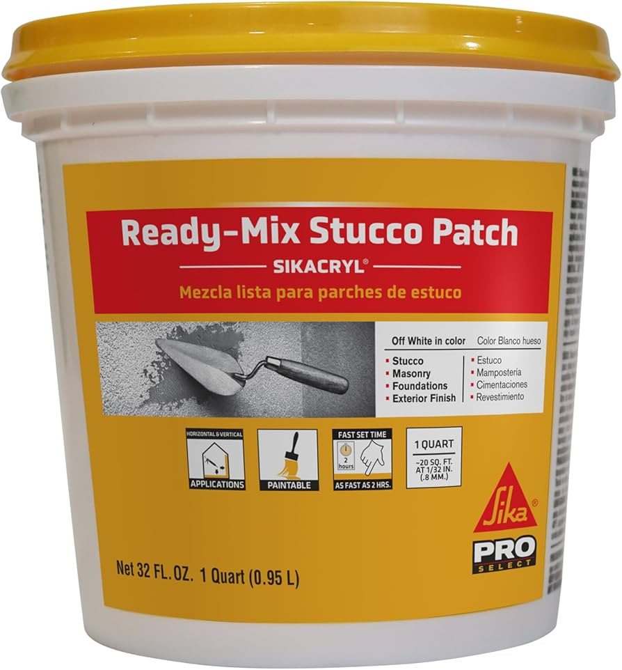 Sikacryl - Stucco Repair - Ready-Mix Stucco Patch, White - Repair spalls/Large Cracks in Stucco -... | Amazon (US)