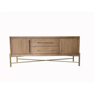 Jaywon Aurora 74" Wide 2-Drawer Metal Base Sideboard, Latte | Wayfair North America