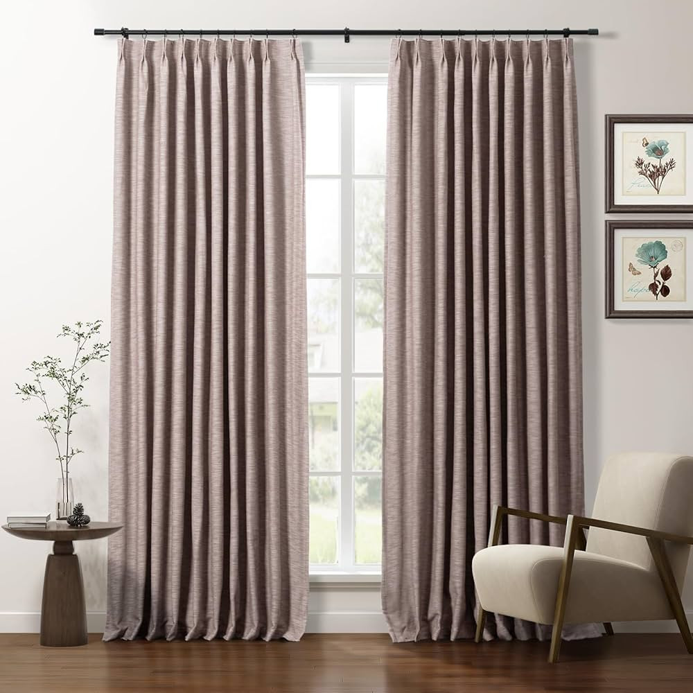 TWOPAGES Burgundy Pure Organic Cotton Curtain Panel, Pinch Pleated Burgundy Drape, Privacy Lined ... | Amazon (US)