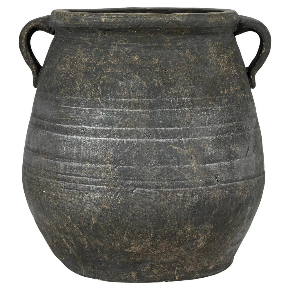 Leith French Country Distressed Grey Terracotta Planter Vase | Kathy Kuo Home