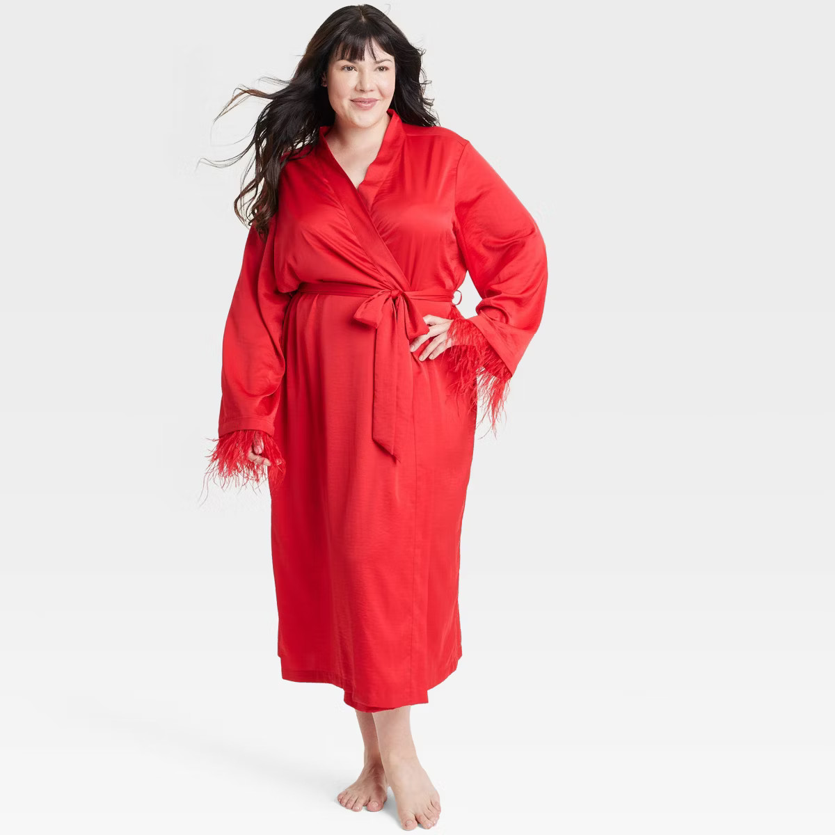 Women's Satin & Feather Robe - Auden™ | Target