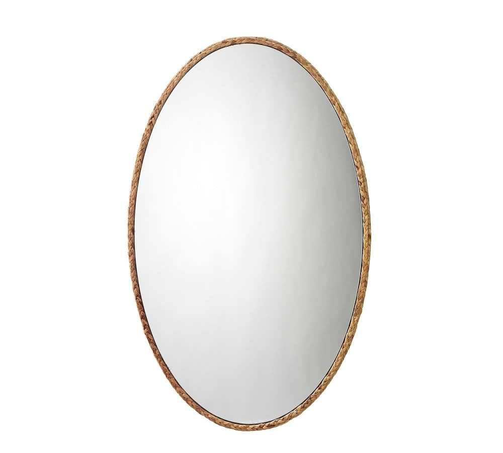 Archie Braided Seagrass Oval Wall Mirror | Pottery Barn (US)