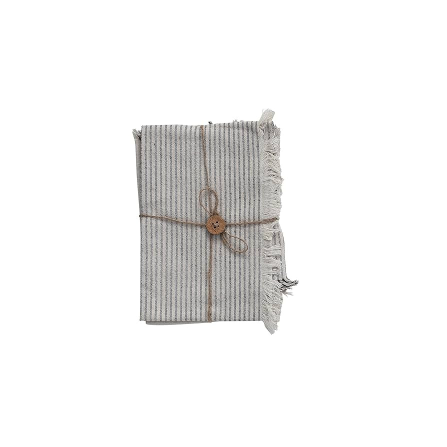 Creative Co-Op Large Woven Cotton Tea Towel with Stripes and Fringe Design for Kitchen, Natural a... | Amazon (US)