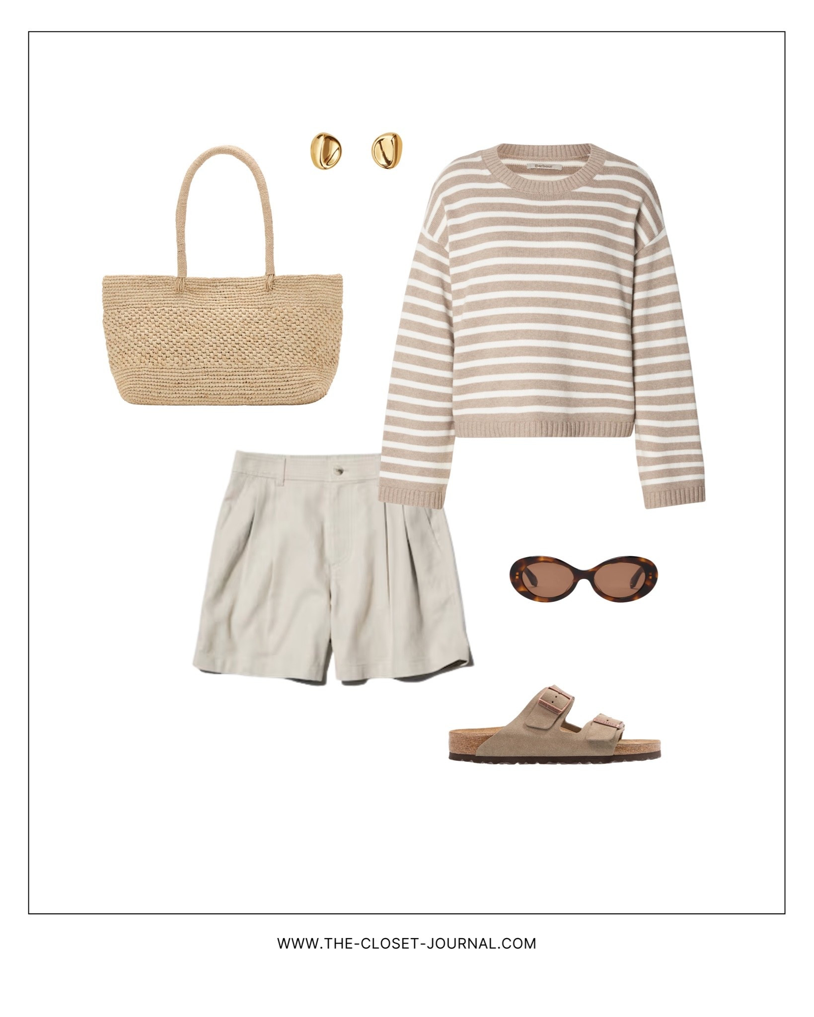Beige summer look / stripes and linen