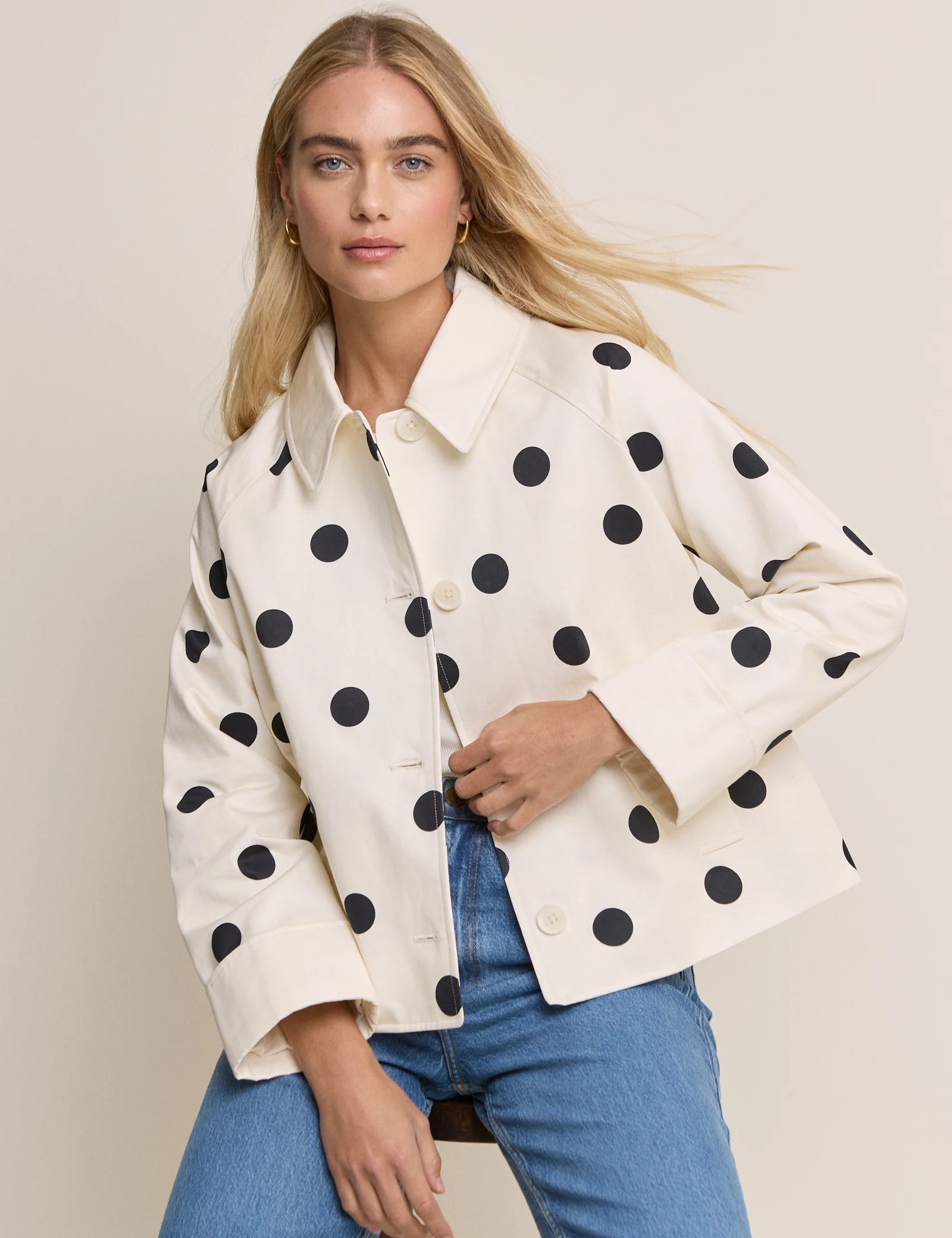 Cream Polka Dot Swing Jacket | Nobody's Child