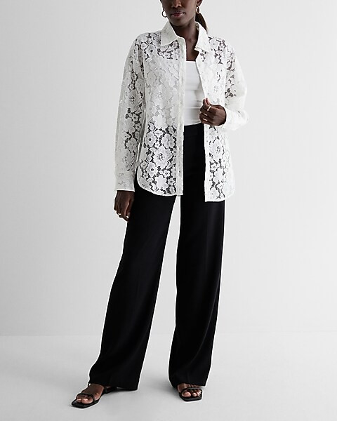 Lace Boyfriend Portofino Shirt | Express