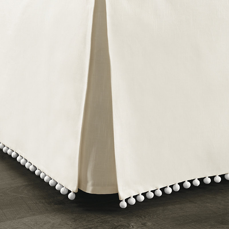 Audree Pom Pom Bedskirt - Ivory, Twin - Ballard Designs | Ballard Designs, Inc.