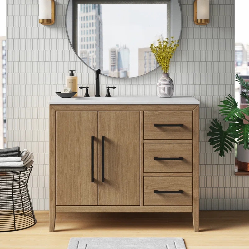 Alsup 42'' Single Bathroom Vanity with Quartz Top | Wayfair North America