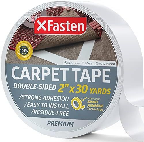 XFasten Double Sided Carpet Tape for Area Rugs, Residue-Free, 2-Inch x 30 Yards; Wood Super Strong a | Amazon (US)