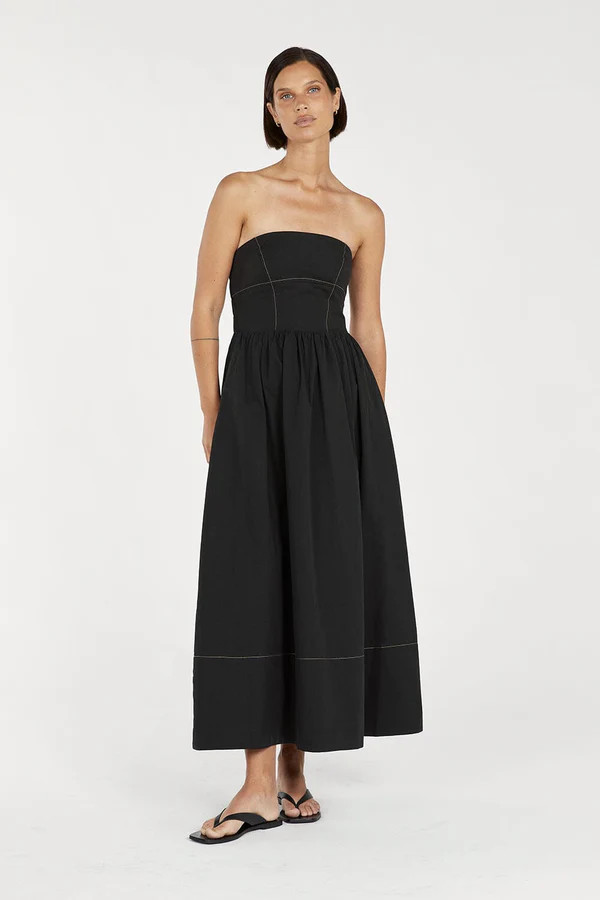 ELIDY BLACK COTTON MAXI DRESS | DISSH