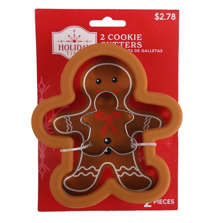 Holiday Time Christmas 2pk Gingerbread Man Cookie Cutter Set | Walmart (US)