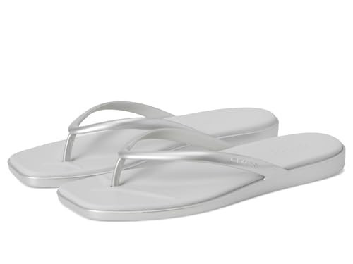 Crocs Womens Miami Flip Flops, Silver, 11, Medium | Amazon (US)