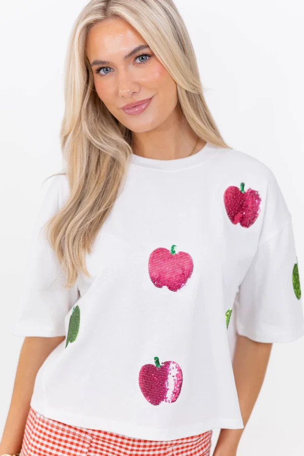 Back To School Fun Red Apple Sequin Top | The Mint Julep Boutique