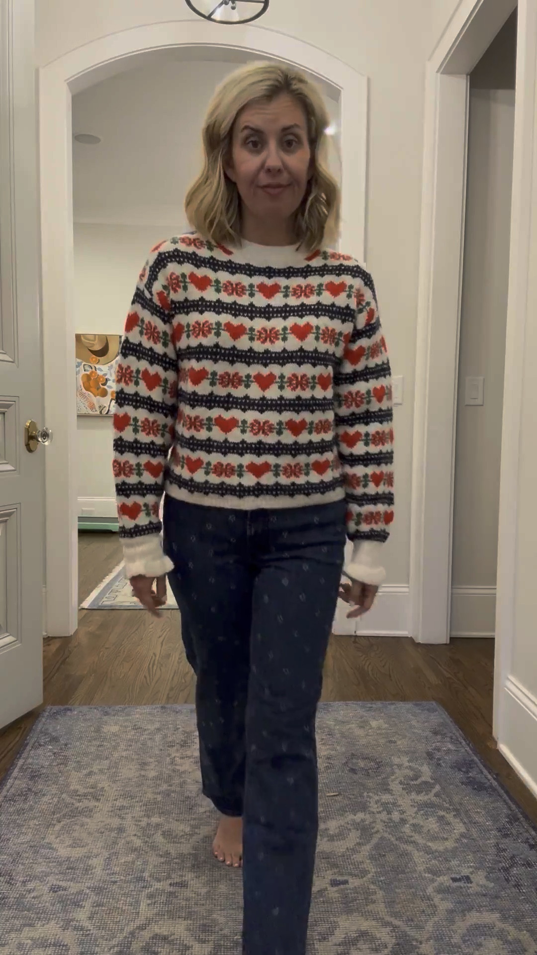 This sweater is so cute and def pulling back out for Valentines! Did you see the ruffle on the sleeve?! Can you even 

Wearing XS sweater and 2 petite jeans 

#LTKOver40 #LTKdayinmylife #LTKFindsUnder100