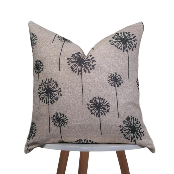 AMELIA  Designer Beige Floral Linen Pillow Cover Tan | Etsy | Etsy (US)