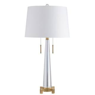 JONATHAN Y Zoe 29.5 in. 2-Light Clear/Brass Gold Crystal Table Lamp JYL2018A - The Home Depot | The Home Depot