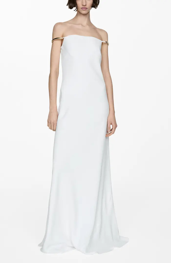 MANGO Metal Strap Column Gown | Nordstrom | Nordstrom