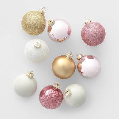 9ct Glass Christmas Ornament Set Silver Gold White and Blush - Wondershop™ | Target