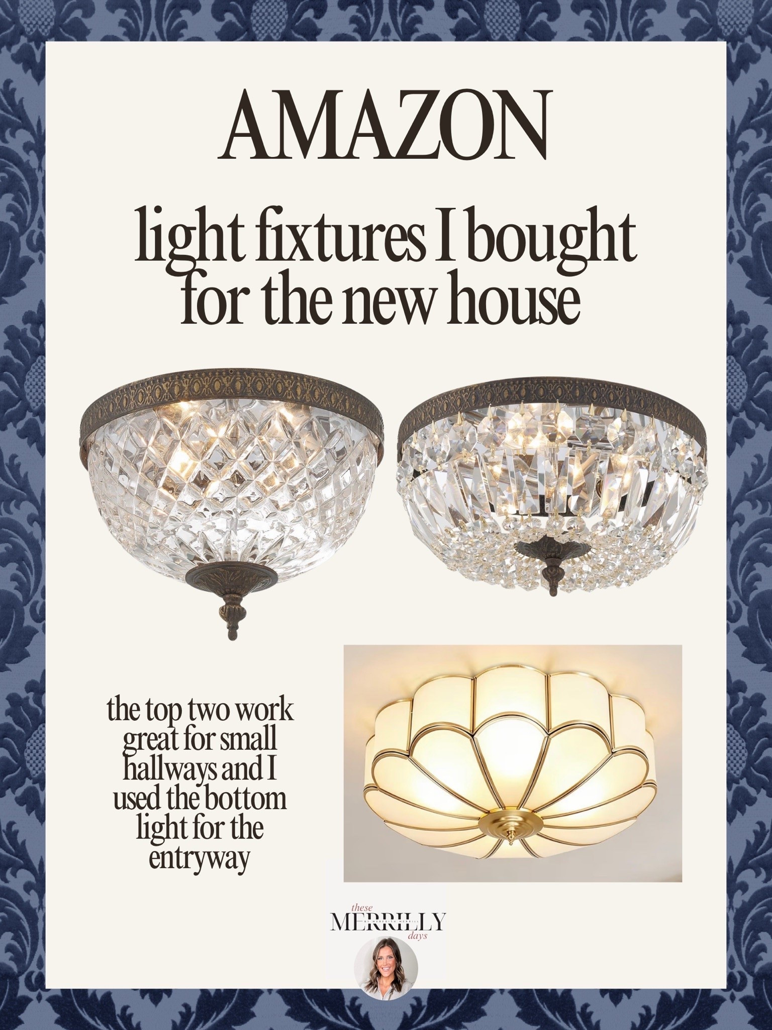 Sharing the Amazon light fixtures I picked for the new house because they look so high end without the designer price tag. The top two are perfect for smaller hallways or closets, and I love how the entryway light adds a soft, elegant glow that makes the whole space feel elevated.

Amazon home finds, Amazon lighting, entryway lighting, hallway light fixtures, flush mount lighting, affordable home decor, vintage inspired lighting, modern traditional home, home renovation ideas, elegant light fixtures, luxury look for less, brass lighting, ceiling light ideas, new home decor, interior design inspiration, Thesemerrillydays

#LTKHome #LTKSeasonal #LTKMothersDay