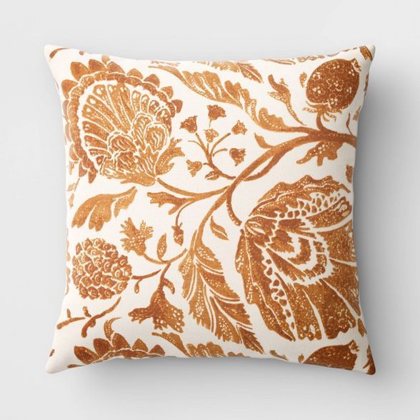 Square Floral Printed Jacobean Throw Pillow - Threshold™ | Target