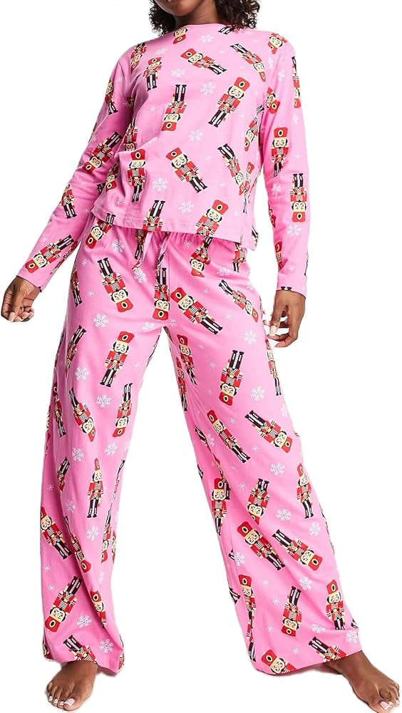 Luckinbaby Women Christmas Pajamas Sets Xmas Long Sleeve Pants Pjs Sleepwear Santa Claus Printed ... | Amazon (US)
