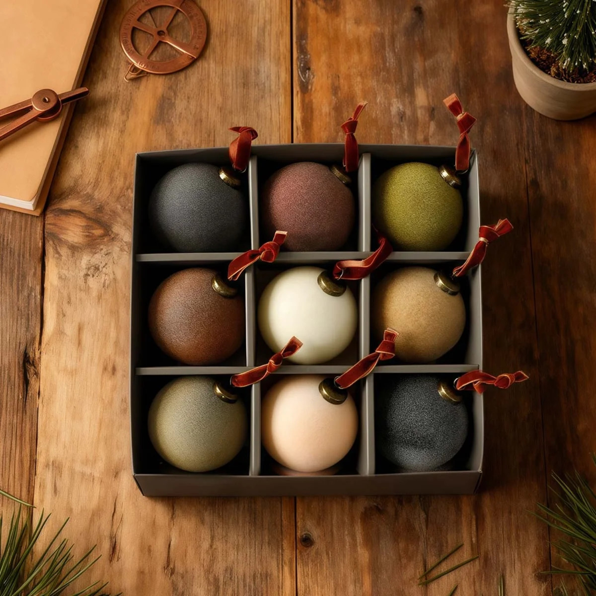 9Pcs Velvet Christmas Ornaments 3.15 Inch Neutral Shatterproof Plastic Velvet Balls Flocked Ornam... | Wayfair North America