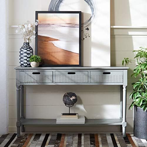 Safavieh Home Collection Landers Distressed Grey 3-Drawer Console Table CNS5711E | Amazon (US)
