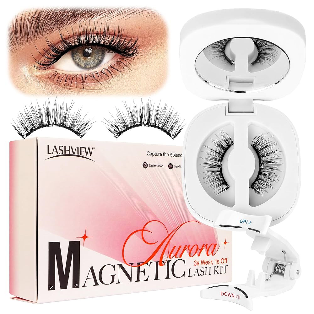 LASHVIEW Upgrade Magnetic Eyelashes with Applicator Reusable Soft Magnetic Eyelashes Natural Look... | Amazon (US)
