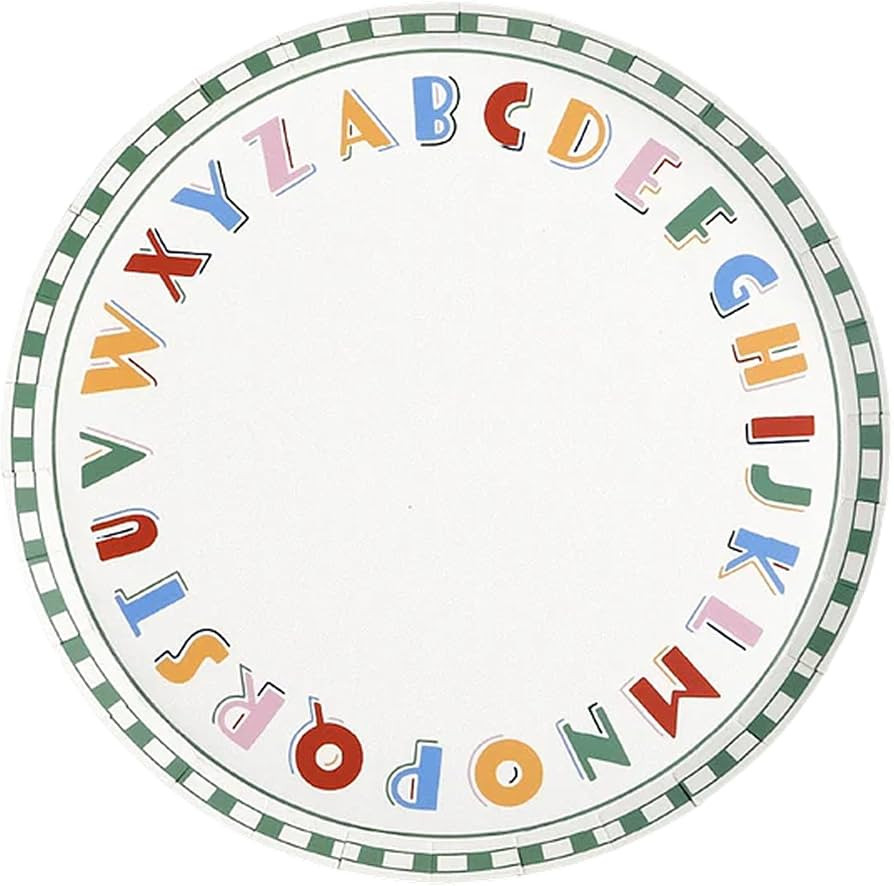 Gatherings by CP Alphabet Dessert Plates, 8 Pack, 8.5 In, A-Z Colorful Set | Amazon (US)