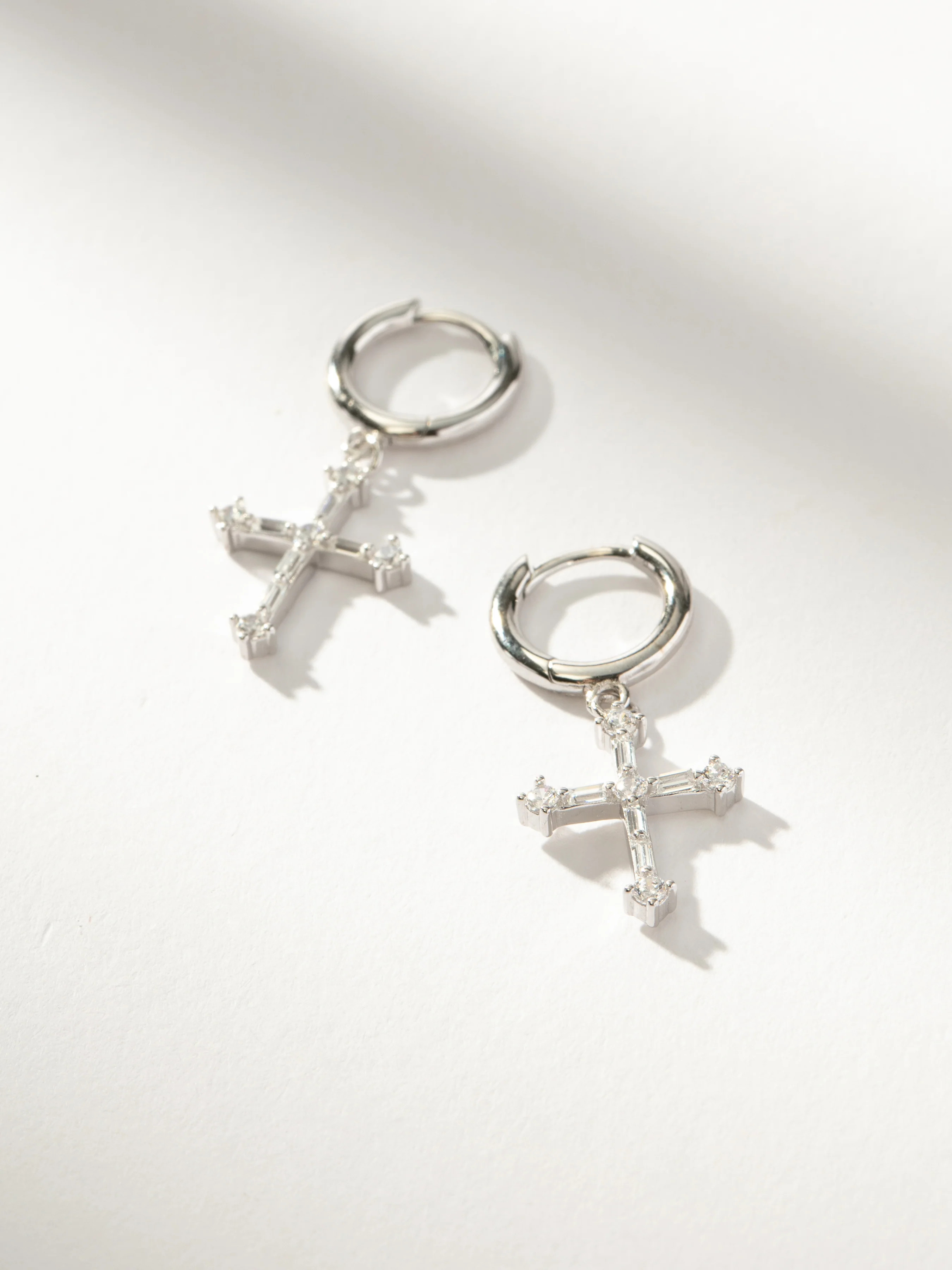 Sterling Silver Bold Cross Huggie Earrings | Uncommon James | Uncommon James